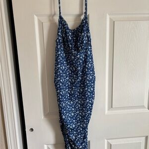 Blue Floral Spaghetti Strap Dress